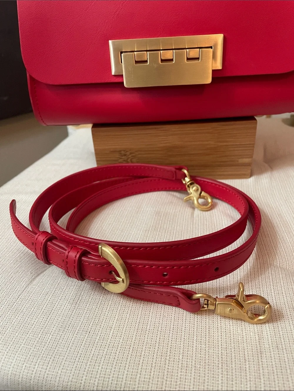 ZAC Zac Posen Eartha Top Handle Leather Crossbody Handbag in Bright Red
